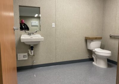 sink and toilet in bathroom of mobile office