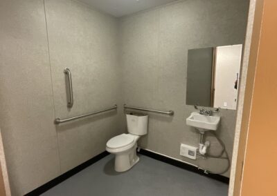 bathroom with toilet and sink with mirror